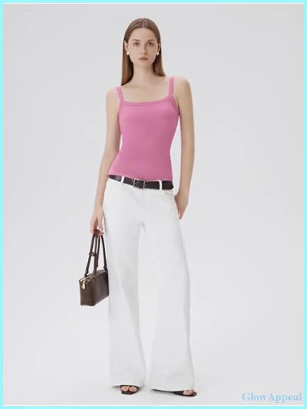 Cotton Rib Padded Tank Top Square Neck Sleeveless Camisole Going Out